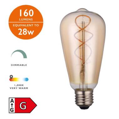 Image of Dar 4W 160lm Dimmable LED Decorative Filament Squirrel Cage Bulb - Screw Cap
