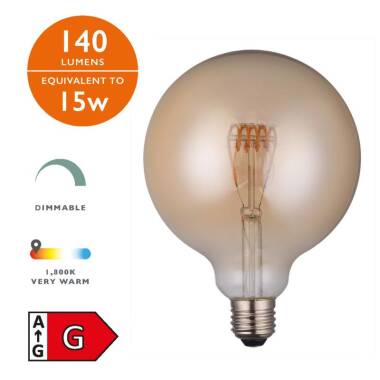 Image of Dar 4W 140lm Dimmable LED Decorative Filament Globe Bulb - Screw Cap