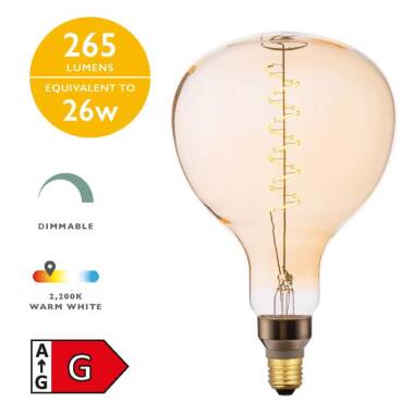 Image of Dar 4W 265lm Dimmable LED Decorative Filament Large Globe Bulb - Screw Cap
