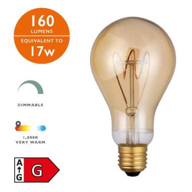 Image of Dar 4W 160lm Dimmable LED Decorative Filament Large GLS Bulb - Screw Cap
