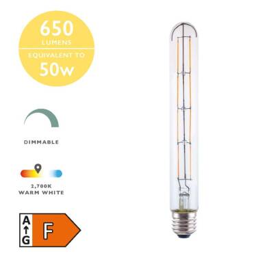 Image of Dar 6W 650lm Dimmable LED Decorative Filament Tubular Bulb - Screw Cap