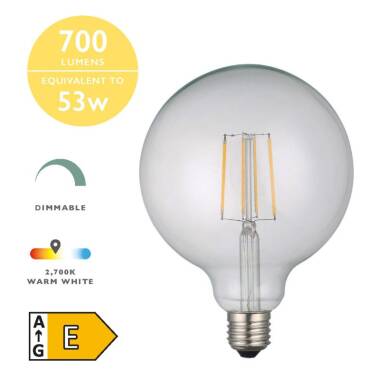 Image of Dar 6W 700lm Dimmable LED Decorative Filament Large Globe Bulb - Screw Cap