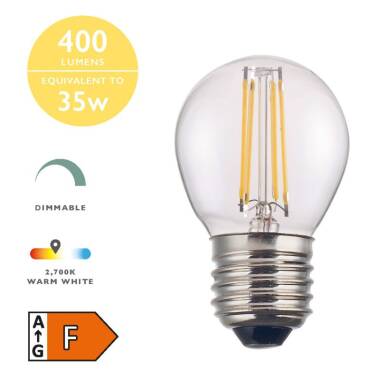 Image of Dar 4W 400lm Dimmable LED Decorative Filament Golf Ball Bulb - Screw Cap