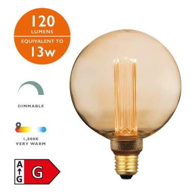 Image of Dar 3.5W 120lm Dimmable LED Decorative Filament Large Globe Bulb - Screw Cap