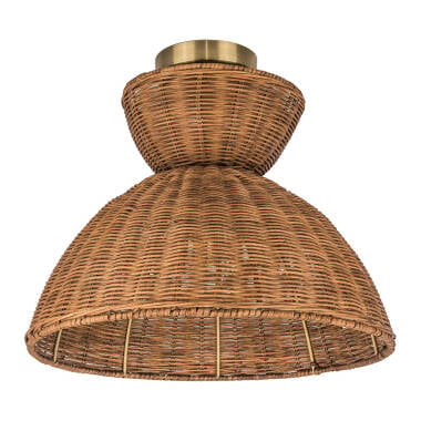Khudi & Khora Espresso Rattan Semi-Flush Ceiling Light