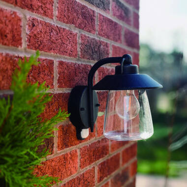 Lutec Cate Outdoor Lantern Wall Light with PIR Sensor