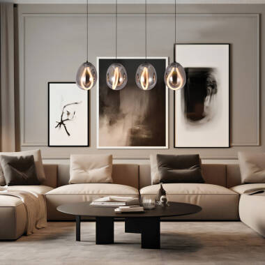 Edit Melanie 4 Light LED Smoked Glass Bar Ceiling Pendant Light