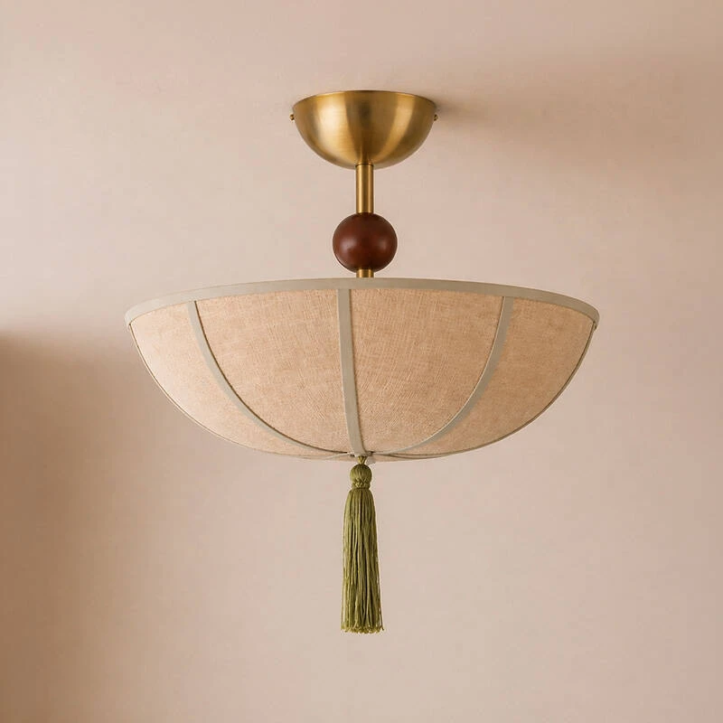Image of Wisteria Vanta Linen Semi-Flush Ceiling Light