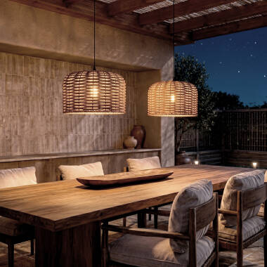 Image of Edit Lea Drum Rattan Ceiling Pendant Light