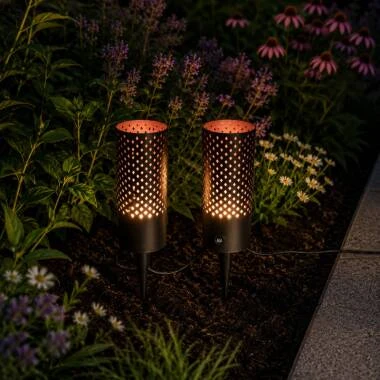 Image of Easyfit Remote 12v Garden Lights - Rose LED Outdoor Feature Stake Light with PIR Sensor- 2 Lights