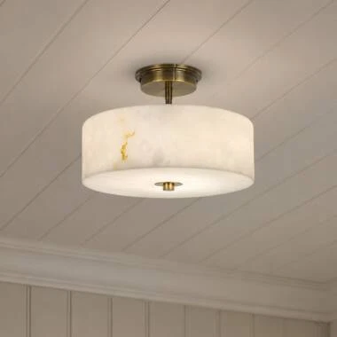 Image of Wisteria Blush Glass Semi-Flush Ceiling Light