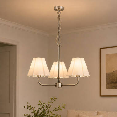 Wisteria Violet Linen 3 Light Multi Arm Ceiling Pendant Light