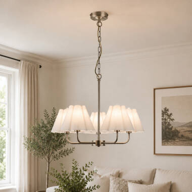 Wisteria Violet Linen 5 Light Multi Arm Ceiling Pendant Light