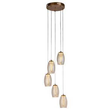 Searchlight Cyclone LED Champagne Glass 5 Light Cluster Ceiling Pendant
