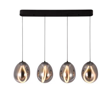 Edit Melanie 4 Light LED Smoked Glass Bar Ceiling Pendant