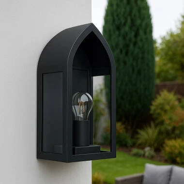 Westport Darwin Glass Half Lantern Outdoor Wall Light