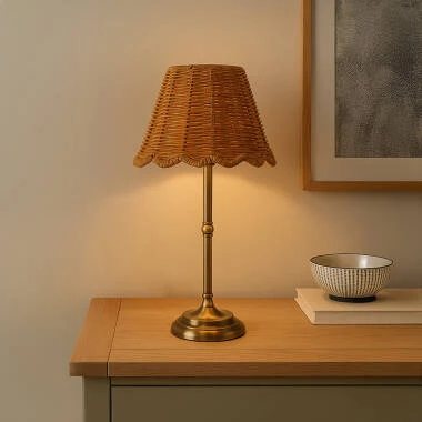 Wisteria Maggie Rattan USB Rechargeable LED Touch Table Lamp