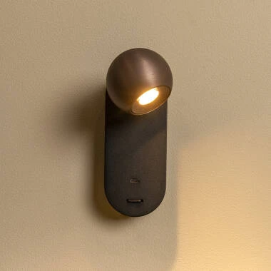 Lucide Montana LED Reading Light with USB Charging Port