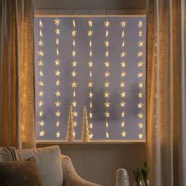 Konstsmide 1.4M Warm White LED Star Curtain Lights