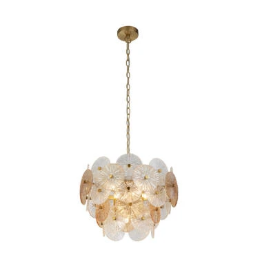 Searchlight Wagon Wheel Glass Chandelier