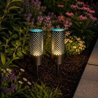 Easyfit Remote 12v Garden Lights - Rose LED Outdoor Feature Stake Light with PIR Sensor- 2 Lights