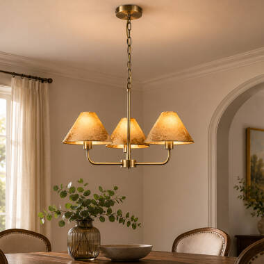 Image of Wisteria Camelia Velvet 3 Arm Ceiling Pendant Light