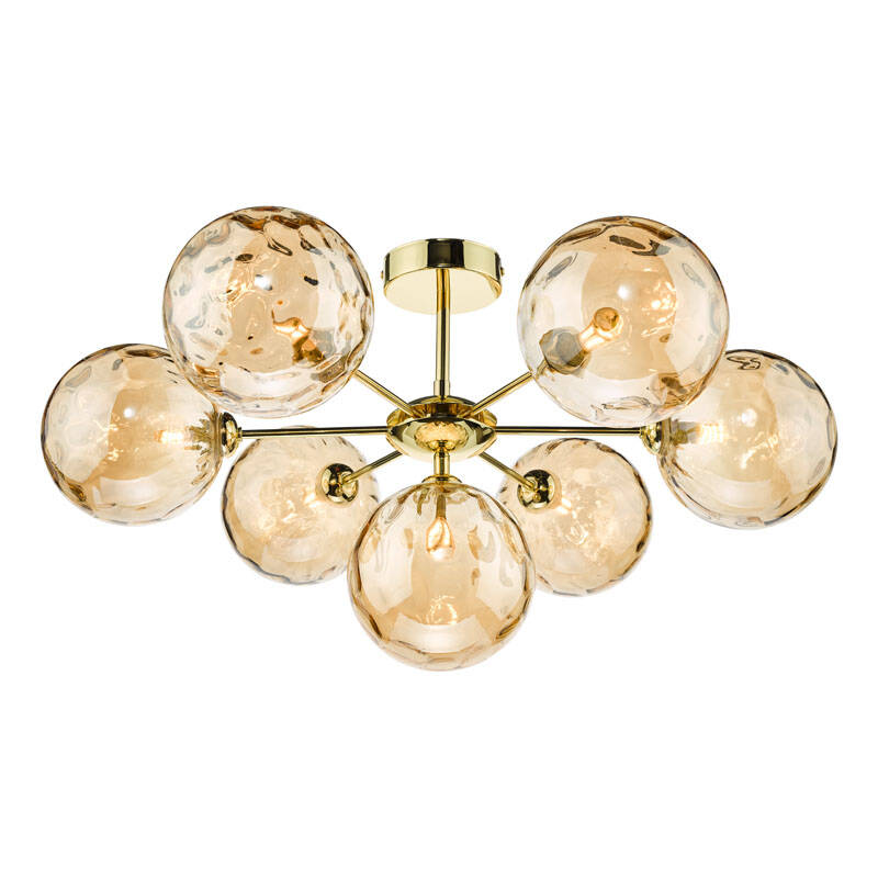 Image of Dar Cohen 7 Arm Semi-Flush Ceiling Light With Black Glass