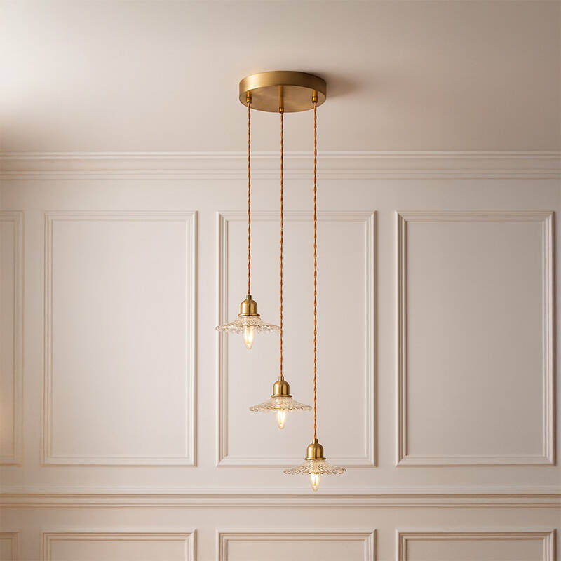 Image of Wisteria Notting Clear Glass 3 Light Cluster Ceiling Pendant