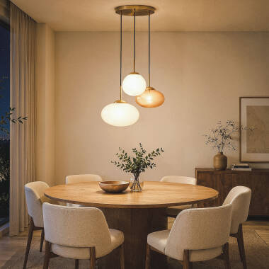 Image of Edit Kurta Glass 3 Light Cluster Ceiling Pendant