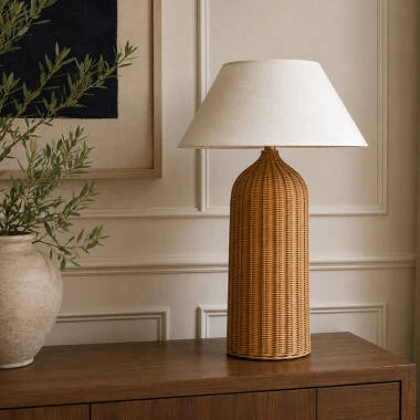 Image of Khudi & Khora Raya Rattan Tall Table Lamp