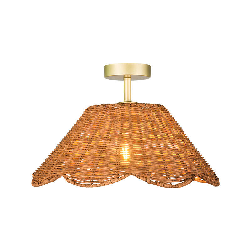 Image of Wisteria Amorette Rattan Semi-Flush Ceiling Light