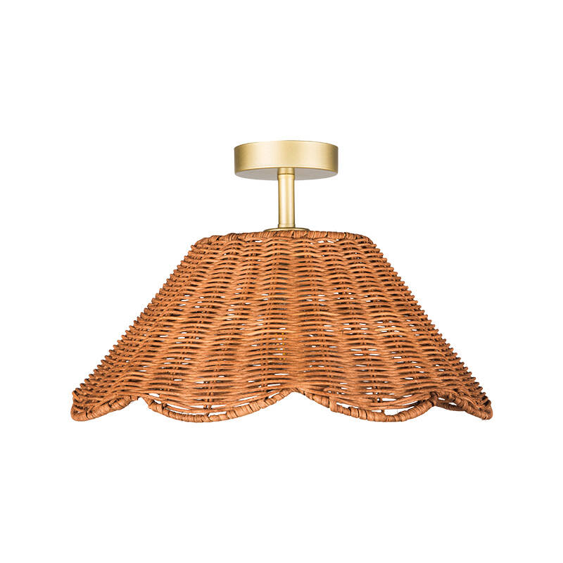 Image of Wisteria Amorette Rattan Semi-Flush Ceiling Light