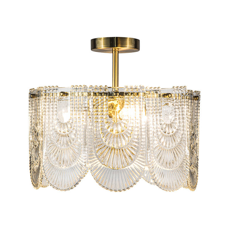 Image of Wisteria Portia Glass Semi-Flush Ceiling Light
