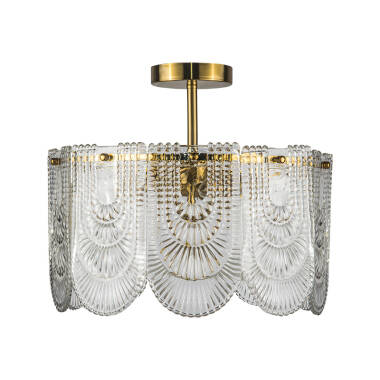 Image of Wisteria Portia Glass Semi-Flush Ceiling Light