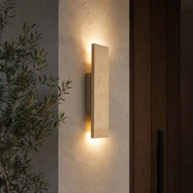 Westport Allegra Outdoor Travertine Stone Flush Wall Light