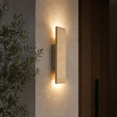 Image of Westport Allegra Outdoor Travertine Stone Flush Wall Light