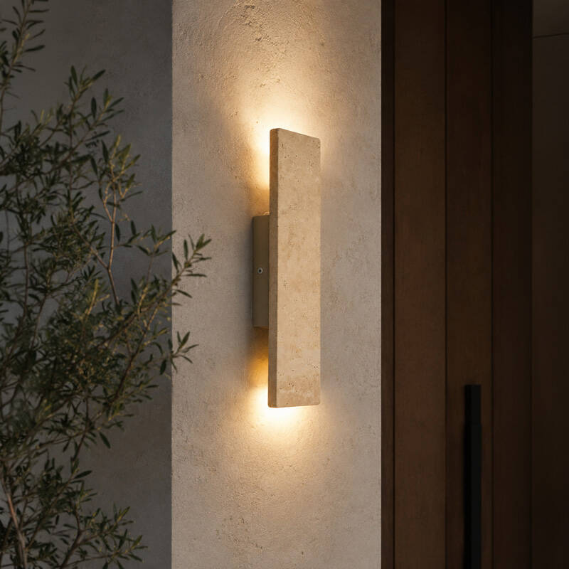 Image of Westport Allegra Outdoor Travertine Stone Flush Wall Light