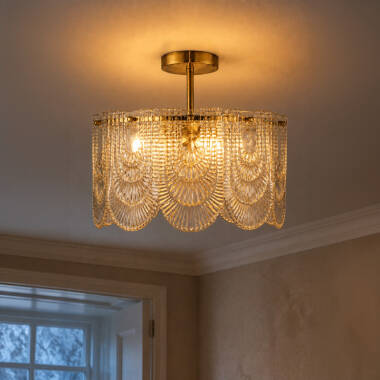 Image of Wisteria Portia Glass Semi-Flush Ceiling Light