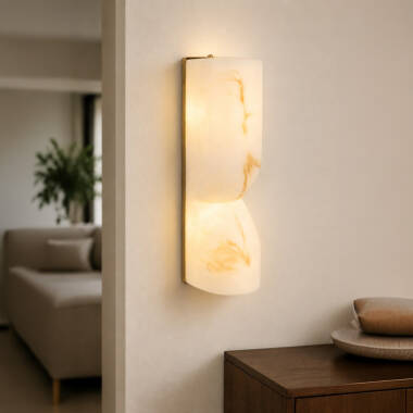 Image of Westport Arabella Alabaster Flush Wall Light