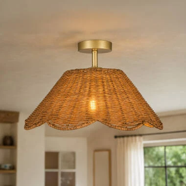 Wisteria Amorette Rattan Semi-Flush Ceiling Light