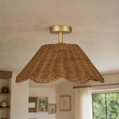 Image of Wisteria Amorette Rattan Semi-Flush Ceiling Light