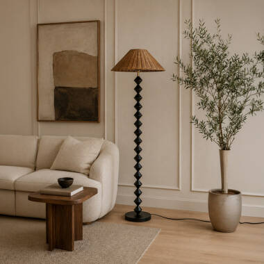 Image of Khudi & Khora Lunaria Rattan Floor Lamp