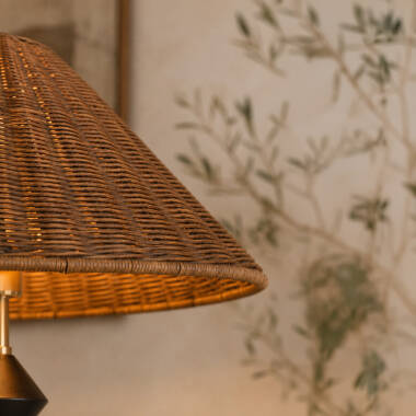 Image of Khudi & Khora Lunaria Rattan Floor Lamp