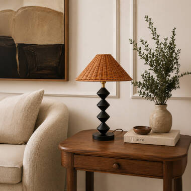 Image of Khudi & Khora Lunaria Rattan Table Lamp