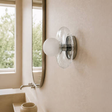 Image of Westport Linden Bathroom Glass Flush Wall Light