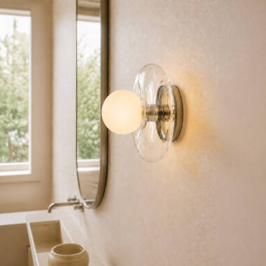 Image of Westport Linden Bathroom Glass Flush Wall Light
