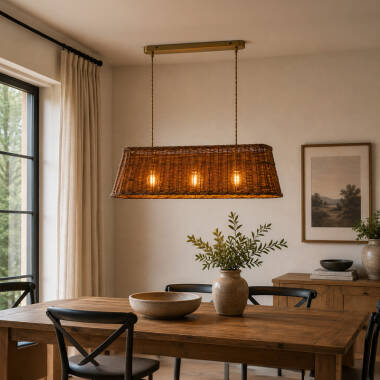 Khudi & Khora Lucent Rattan Bar Ceiling Pendant Light