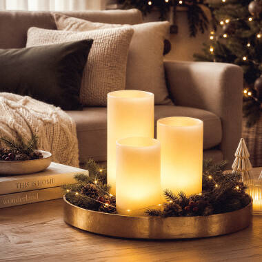 Edit Pack of 3 LED Natural Wax Candle with Remote Control