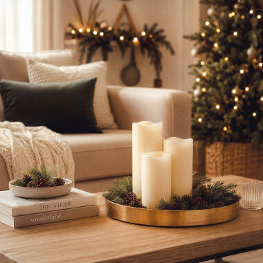 Image of Edit Pack of 3 LED Natural Wax Candle with Remote Control