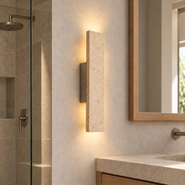 Image of Westport Allegra Outdoor Travertine Stone Flush Wall Light
